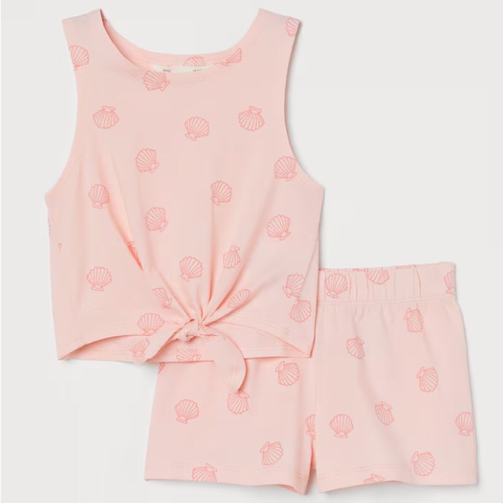 H&M - Light pink / Rainbow 2 piece cotton set